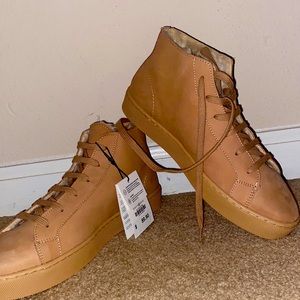 Zara suede sneakers with fur inside. Size 8.